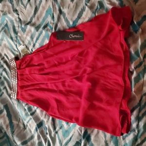 Red bling collar shirt